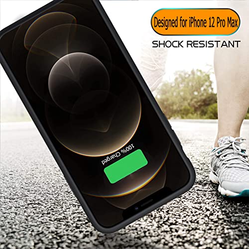 Battery Case for iPhone 12 Pro Max, 12000mAh High Capacity Rechargeable Smart Portable Charger Case Extended Battery Pack with iPhone 12 Pro Max (6.7 inch) Wireless Charging Case Support Carplay-Black - size: iPhone 12 Pro Max