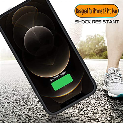 Battery Case for iPhone 12 Pro Max, 12000mAh High Capacity Rechargeable Smart Portable Charger Case Extended Battery Pack with iPhone 12 Pro Max (6.7 inch) Wireless Charging Case Support Carplay-Black - size: iPhone 12 Pro Max