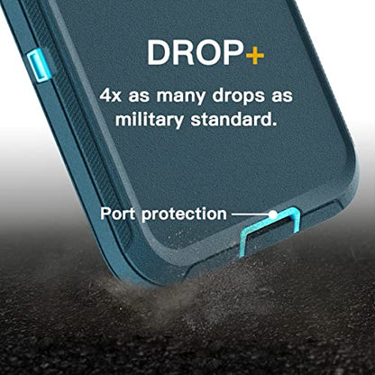 AICase Belt-Clip Holster Case for Galaxy S22 with Screen Protector, Heavy Duty Drop Protection Full Body Rugged Shockproof/DustProof Military Grade Tough Durable Cover for Samsung Galaxy S22 - color: dark blue/pink+belt