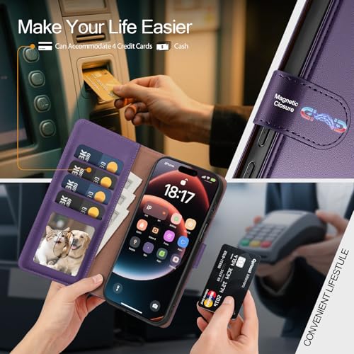 Compatible with Samsung Galaxy S26 Plus Case Wallet with Card Holder [4 Card Slot] Women Men,RFID Blocking PU Leather Phone Case Flip Protector Cover Credit Card Slot Kickstand,Dark Purple - color: Dark Purple, size: Samsung Galaxy S26 Plus - 6.7"