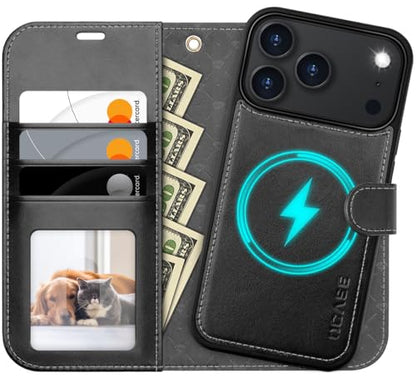 OCASE for iPhone 17 Pro Detachable Wallet Case with Card Holder, 2 in 1 PU Leather Flip Folio with RFID Blocking Stand Wrist Strap Shockproof Phone Cover 6.3 Inch 2025, Graphite - color: Graphite, size: iPhone 17 Pro