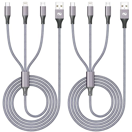 Multi Charging Cable 2Pack 6FT 3 in 1 Long Apple MFi Certified Cable - color: Grey, size: 6ft