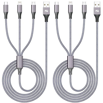 Multi Charging Cable 2Pack 6FT 3 in 1 Long Apple MFi Certified Cable - color: Grey, size: 6ft