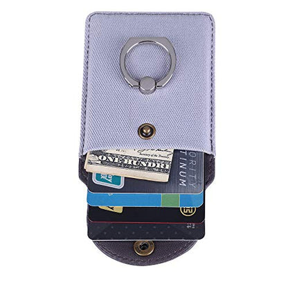 Self Adhesive Card Holder for Back of Phone with Ring Stand - Gray - color: (Finger Ring Gray)