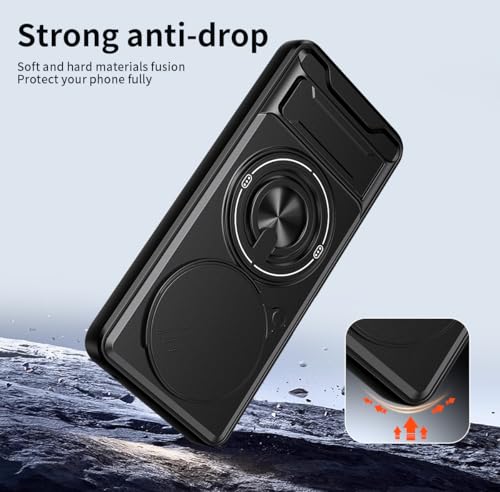 Compatible with Huawei Nova 12i Case Cover,Compatible with Huawei Nova 13i 4G CTR-L91 with Slide Camera Cover Phone Stand Protective Case Black - color: Black, size: Compatible with Huawei Nova 12i