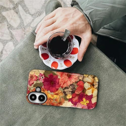 Case for iPhone 16 Plus, Shockproof Hybrid Protective Phone Case, Dual-Layer Drop Protection Anti-Scratch, Pressed Flower - color: Pressed Flower, size: iPhone 16 Plus