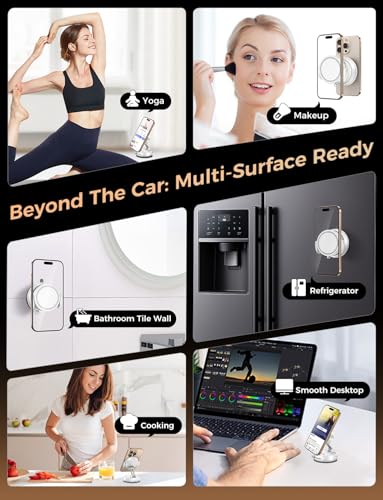 MAGIC JOHN for Magsafe Car Mount, Magnetic Phone Holder for Car - color: White