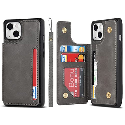 Cavor for iPhone 14 Wallet Case with Card Holder for Women, Grey - color: B-Grey