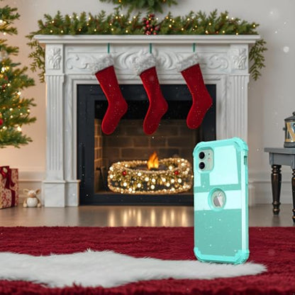 IDweel for iPhone 11 Case with Screen Protector(Tempered Glass), Hybrid 3 in 1 Shockproof Slim Fit Heavy Duty Protection Hard PC Cover Soft Silicone Bumper Full Body Case,Glitter Cyan - color: Glitter Cyan