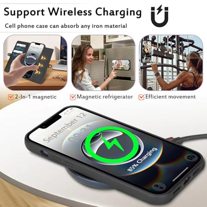 for Wallet Case Compatible with iPhone 16e / 17e ,Multi-Function Detachable 2 in 1 Magnetic iPhone 16e / 17e Case Wallet,Flip Strap Zipper Card Holder Phone Case with Shoulder Straps (Black) - color: Black, size: iPhone 16E