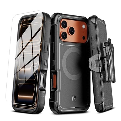 M MYBAT PRO for iPhone 17 Pro Max Case with Belt Clip Holster Black - color: Black, size: iPhone 17 Pro Max
