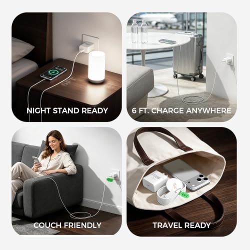 Magnetic Wireless Charger [25W Fast Charging], 6FT Qi2.2 Fast Wireless Charger Phone Pad with 45W USB-C Wall Charger Combo, for iPhone 17-16, AirPods