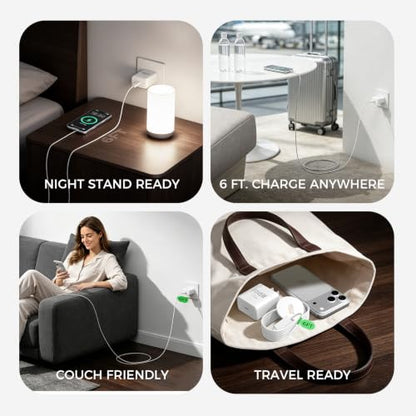 Magnetic Wireless Charger [25W Fast Charging], 6FT Qi2.2 Fast Wireless Charger Phone Pad with 45W USB-C Wall Charger Combo, for iPhone 17-16, AirPods