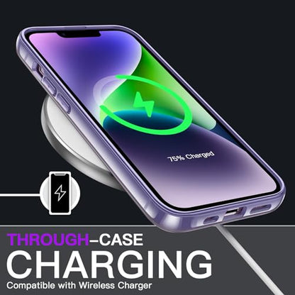 JETech Case for iPhone 14, Anti-Yellowing, Deep Purple | Shockproof Protection, Scratch Resistant Hard PC Back, Durable Transparent TPU Bumper - color: Deep Purple, size: iPhone 14