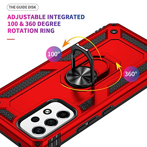 for Samsung A53 5G Case, Galaxy A53 5G Case with HD Screen Protector, [Military Grade 16ft. Drop Tested] Ring Shockproof Protective Phone Case for Samsung Galaxy A53 5G,Red - color: Samsung Galaxy A53 5G Case Red