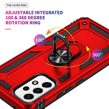 for Samsung A53 5G Case, Galaxy A53 5G Case with HD Screen Protector, [Military Grade 16ft. Drop Tested] Ring Shockproof Protective Phone Case for Samsung Galaxy A53 5G,Red - color: Samsung Galaxy A53 5G Case Red