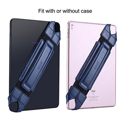 Joylink Hand Strap Holder Updated Version with Secure and 360°Swivel Leather Handle Grip Elastic Belt for All 10.1" Tablets (iPad Air Pro Samsung Nexus), Navy Blue