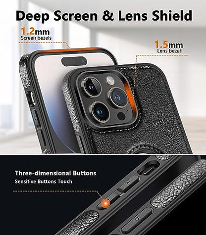 WTCASE Magnetic for iPhone 15 Pro Max Leather Case,Built-in Invisible Stand [Compatible with Magsafe] Protective Slim Kickstand Phone Cover Compatible with iPhone 15 Pro Max (2023) 6.7" (Black) - color: Black, size: iPhone 15 Pro Max-6.7"