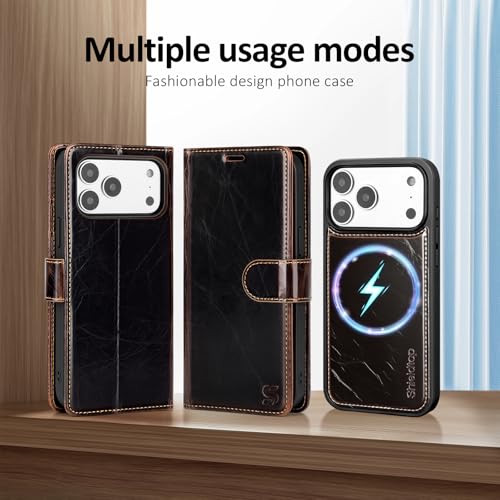 Shieldtop Compatible with MagSafe iPhone 17 Pro Wallet Case,(Coffee) | 2 in 1 Detachable Magnetic,Credit Card Holder Slots,RFID Blocking,PU Leather,Kickstand,Flip Folio Phone Cover for Men & Women - color: Coffee-U1, size: iPhone 17 Pro - 6.3"