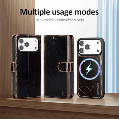 Shieldtop Compatible with MagSafe iPhone 17 Pro Wallet Case,(Coffee) | 2 in 1 Detachable Magnetic,Credit Card Holder Slots,RFID Blocking,PU Leather,Kickstand,Flip Folio Phone Cover for Men & Women - color: Coffee-U1, size: iPhone 17 Pro - 6.3"