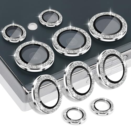 Camera Lens Protector for Samsung Galaxy S23 Ultra, Glitter Silver - color: Glitter Silver