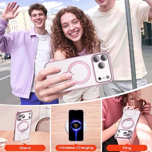 for Plating iPhone 17 Pro Max Case with Magnetic Stand,Rose Gold - color: Rose Gold, size: iPhone 17 Pro Max