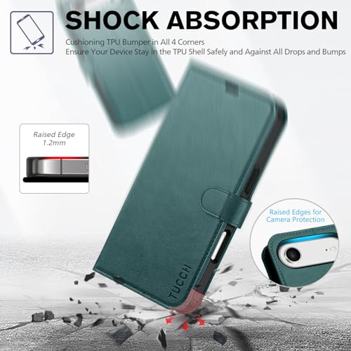 TUCCH Case Wallet for iPhone Air 6.5" 2025, RFID Blocking Folio, Teal Blue | 4 Card Holders, Kickstand, PU Leather, Magnetic Closure, Shockproof TPU Shell, Protective Flip Cover - color: Textured Teal Blue