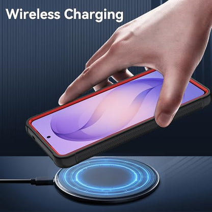 for Samsung Galaxy S26 Ultra Case with HD Screen Protector, 3-Layer Shockproof Military Grade Full Body Protection, Heavy Duty Hybrid Protective Phone Cover(Black/Red) - color: Black/Red