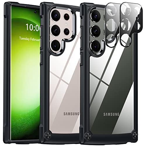 Oterkin for Samsung Galaxy S23 Ultra Case,[10 FT Military Shockproof] S23 Ultra Case with[2 X 9H Camera Lens Protectors] Scratch-Resistant Crystal Clear Phone Case for Galaxy S23 Ultra 6.8 inch-Black - color: Black-Ultra, size: Galaxy S23 Ultra Case