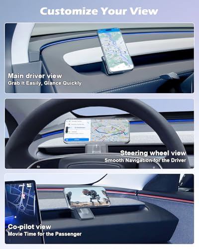 CloudValley Magnetic Phone Mount for Tesla Model 3 Highland Model Y Juniper, Strong Grip, 360° Adjustable, Dashboard Car Holder 2025, Compatible with iPhone MagSafe 17/16/15/14/13/12 - size: Non-Charging - Tesla Mount
