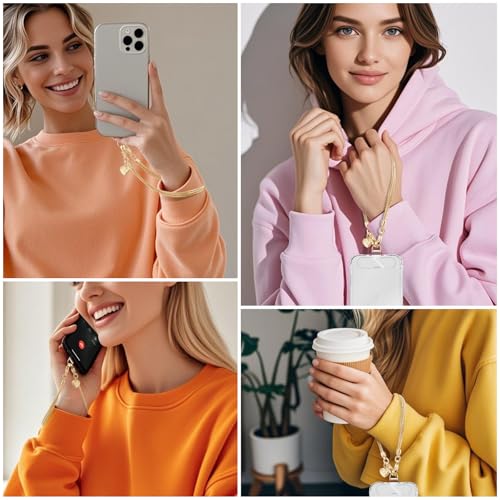 Phone Charm Strap Detachable Wrist Strap For iPhone Anti Theft Strap Phone Chain Wristlet - color: Golden Yellow