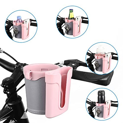 Accmor 3-in-1 Bike Cup Holder with Cell Phone Keys Holder, Bike Water Bottle Holders, Universal Bar Drink Cup Can Holder for Bicycles, Motorcycles, Scooters, Grey Pink - color: Grey Pink