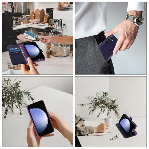 MONASAY Wallet Case for Samsung S23 FE with 3 Card Holders - Purple - color: Purple, size: Galaxy S23 FE
