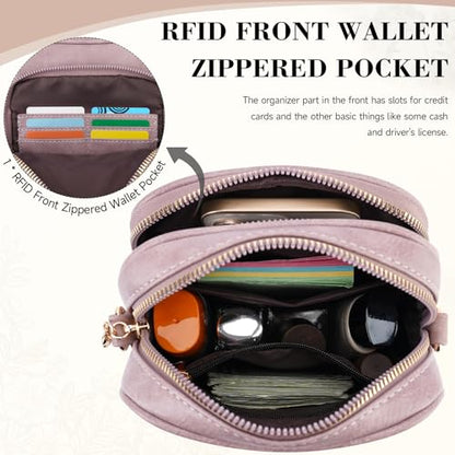 Small Crossbody Bags for Women, RFID Phone Purse with Card Slots, Triple Compartments Lightweight Shoulder Bag - color: 5-purple