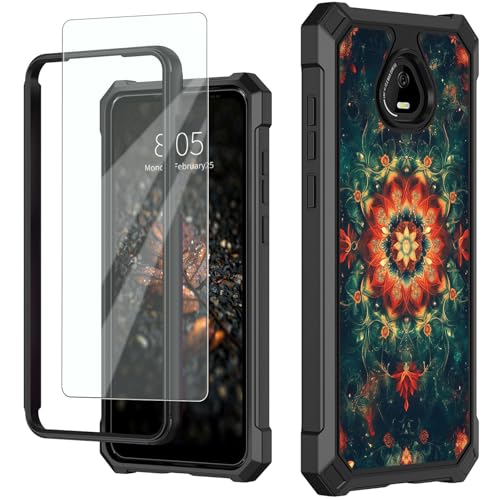 for Schok Volt Sv67q Sv67332 Case with Screen Protector, Military Grade Drop Protection, Dual Layer Hybrid Shockproof Protection TPU Phone Case for Schok Volt Sv67q, Mandala - color: Mandala
