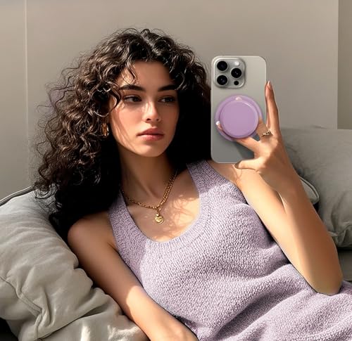for MagSafe Phone Grip,Soft Silicone Magnetic Collapsible Cell Phone Finger Grip for iPhone 17/16/15/14/13,12 and Smartphones Tablets - Purple - color: Purple