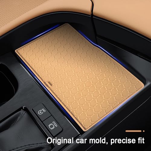 Center Console Mat Wireless Charging Mat Compatible with Lexus ES ES250 ES300h 2022 2023 2024 Car Non Slip Wireless Charger Silicone Cover Pad (Brown) - color: Brown