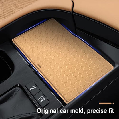Center Console Mat Wireless Charging Mat Compatible with Lexus ES ES250 ES300h 2022 2023 2024 Car Non Slip Wireless Charger Silicone Cover Pad (Brown) - color: Brown