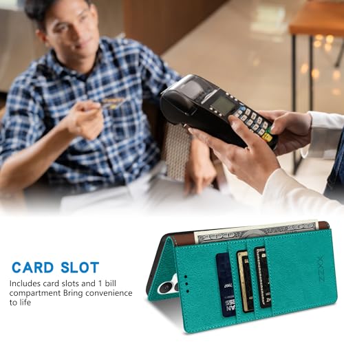 ZZXX for Samsung Galaxy S25 FE Wallet Case with [RFID Blocking] Card Slot Stand Strong Magnetic PU Leather Flip Fold Protective Phone Case for Samsung Galaxy S25 FE Case Wallet(Lake Blue-6.7 inch) - color: Lake Blue