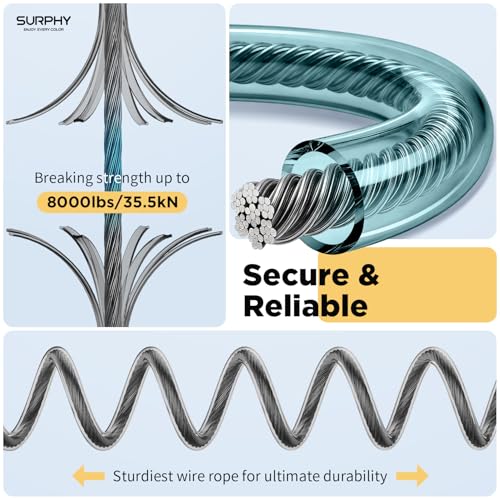 SURPHY Anti Theft Phone Strap, Phone Lanyard, Sturdy Steel Wire Keychain - color: P2- Light Blue & Black