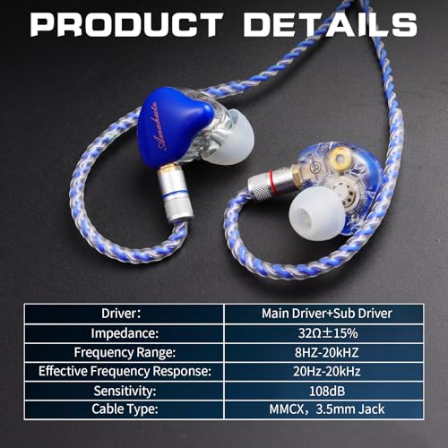DEMAKE in-Ear Monitor with Detachable Silver-Plated,no mic - color: Blue Splicing, size: No Mic