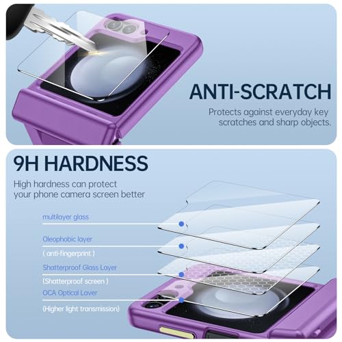 GooseBox for Samsung Galaxy Z Flip 5 Case with Screen Protection, Flip z 5 Slim HD Clearly Protective Case with Hinge Protection & Full Body Rugged Cover Ultra Thin Case for Galaxy Flip 5 (Purple) - color: Flip5-Purple