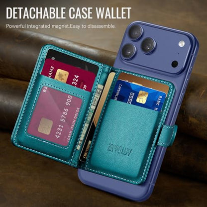 for Magsafe Magnetic Phone Wallet Card Holder, Elegant Green - color: Elegant Blue Green