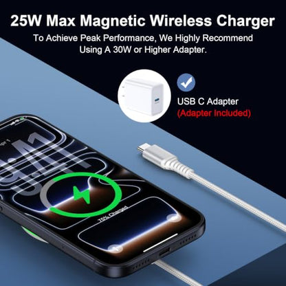 25W Magnetic Wireless Charger Pad for Google Pixel 11 Pro XL/10a/10 Pro/9/8 - color: White