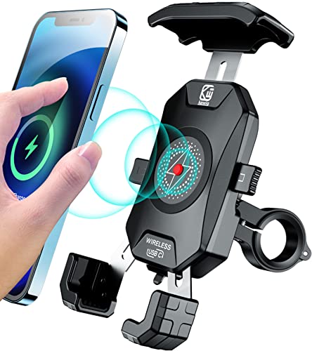 BRCOVAN Motorcycle Phone Mount Holder with Wireless & USB-C Charger