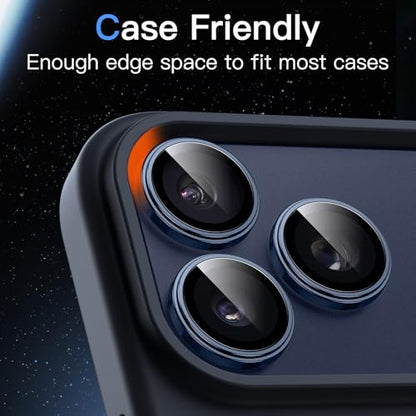 JETech Camera Lens Protector for iPhone 17 Pro/17 Pro Max, Deep Blue, 1 Set - color: Deep Blue
