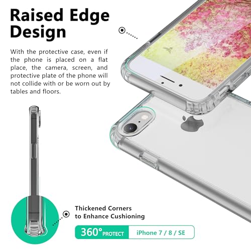 ONES for iPhone SE3 SE2 SE 8 7 Case Clear, [PC + TPU Hybrid][Military-Grade Drop Protection][Anti-Yellowing], Shockproof Silicone Hard Cover, Transparent Slim Case - color: HD Highly Clear, size: iPhone SE / 8 / 7