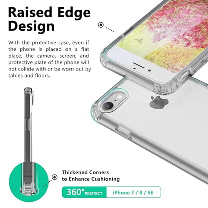 ONES for iPhone SE3 SE2 SE 8 7 Case Clear, [PC + TPU Hybrid][Military-Grade Drop Protection][Anti-Yellowing], Shockproof Silicone Hard Cover, Transparent Slim Case - color: HD Highly Clear, size: iPhone SE / 8 / 7