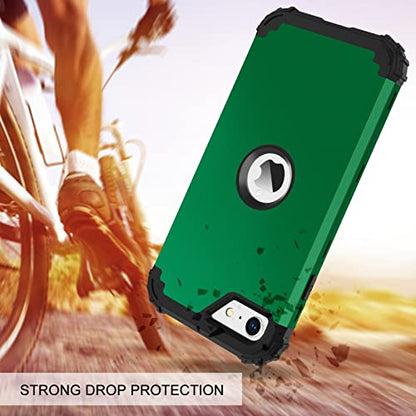BENTOBEN for iPhone SE 2022 Phone Case and iPhone SE 2020 Case, Heavy Duty 3 in 1 Full Body Rugged Shockproof Hybrid Hard PC Soft Rubber Bumper Drop Protective Girls Women Cover, Deep Green/Black - color: Deep Green/Black