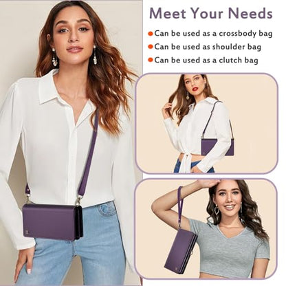 for Wallet Case Compatible with iPhone 17 Pro,Multi-Function Detachable 3 in 1 Magnetic iPhone 17 Pro Case Wallet,Flip Strap Zipper Card Holder Phone Case with Shoulder Straps (Pruple) - color: Purple, size: iPhone 17 Pro